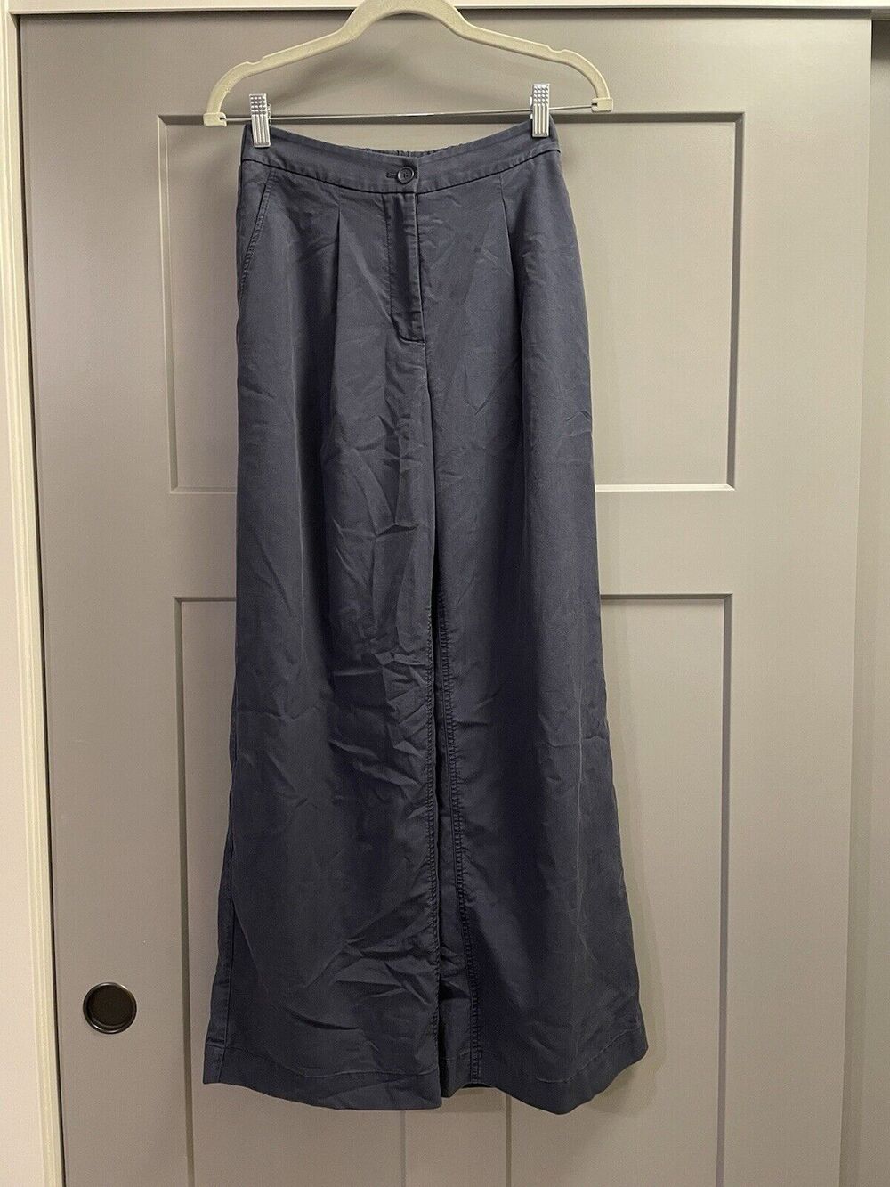 Kit and Ace SUBLIME Trouser Trendy High Waisted Wide Leg Relaxed Fit Navy sz 4